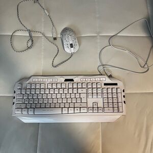 White Gaming Keyboard and Mouse Set